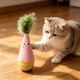 thumbnail image 1 of Wooden Wobble Cat Toy, Natural Beechwood Self-Righting Tumbler – Carrot Kicker, Interactive Silent Cat Toy for Indoor Cats, Battery-Free Plush, Aesthetic Home Decor Gift (Pink), 1 of 7