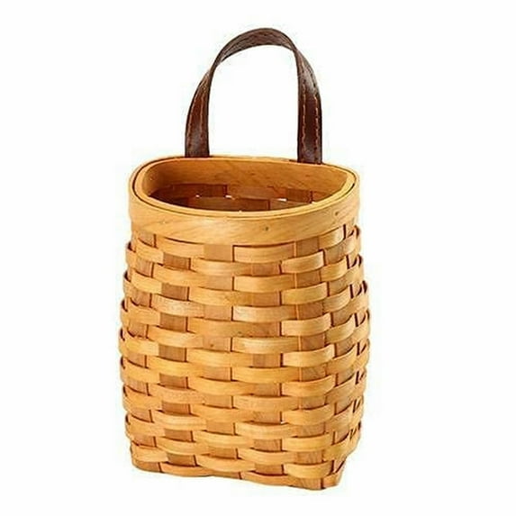 Wooden Woven Wall Basket, Hanging Wicker Basket Hand Woven Wood Storage Basket Portable Wall Hanging Flower Basket Organizer Vegetable Rattan Box Home Decoration Height, 1*Basket
