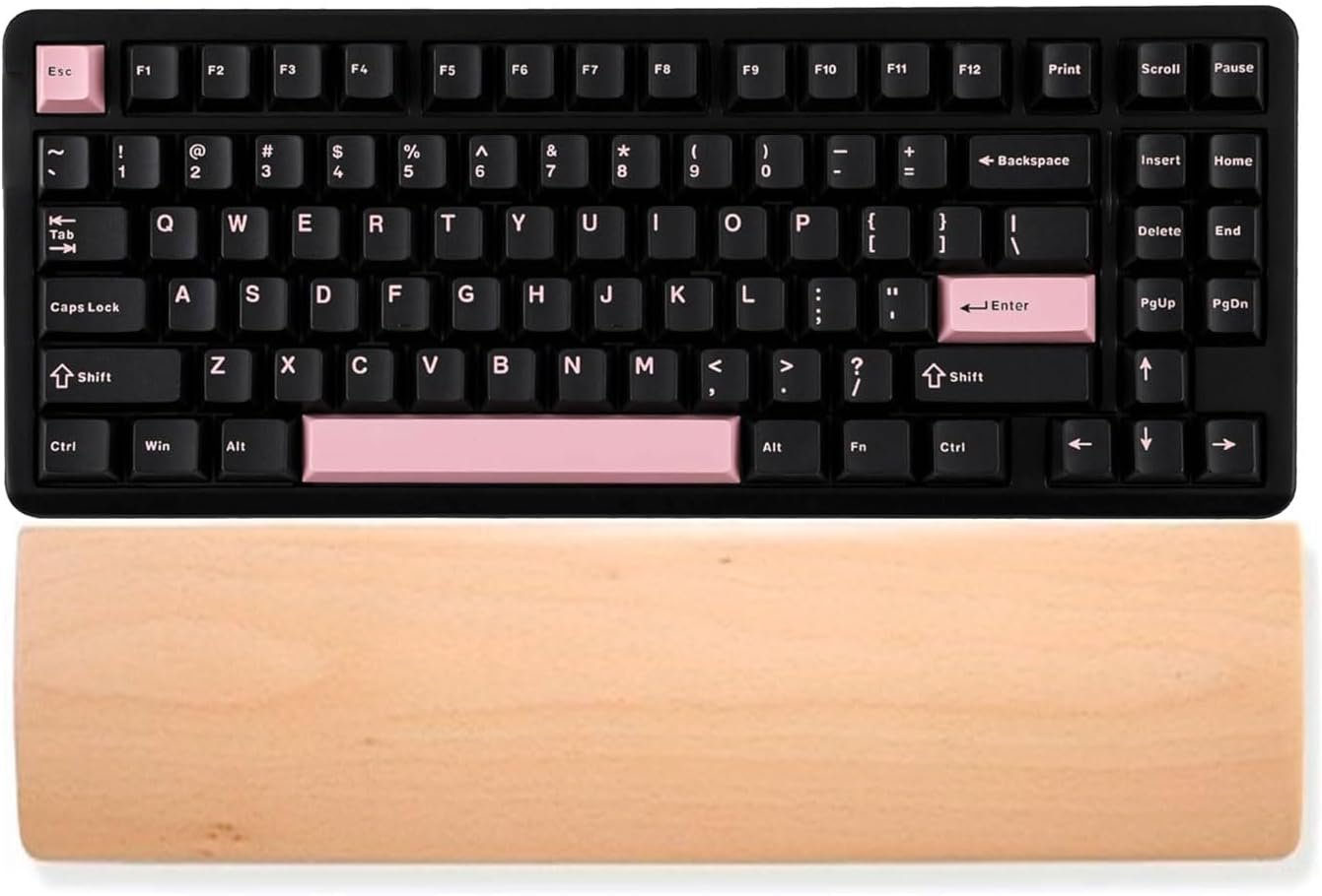 Wooden Wrist Rest for Mechanical Keyboards, Support pad for Palm, Ergonomic Rest for Typing and Gaming,Palm Rest,Hand Rest (Beech,11.81”x3.15”(61 Key 60%))