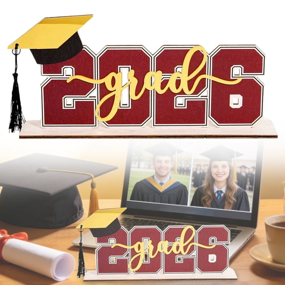 Wooden Yard Sign Verdsylv Class of 2026 Wooden Yard Sign with Black Tassel - Graduation Table Centerpiece & Desk Decor, Themed Photo Prop for Senior Party, Graduation Table Centerpiece, Red