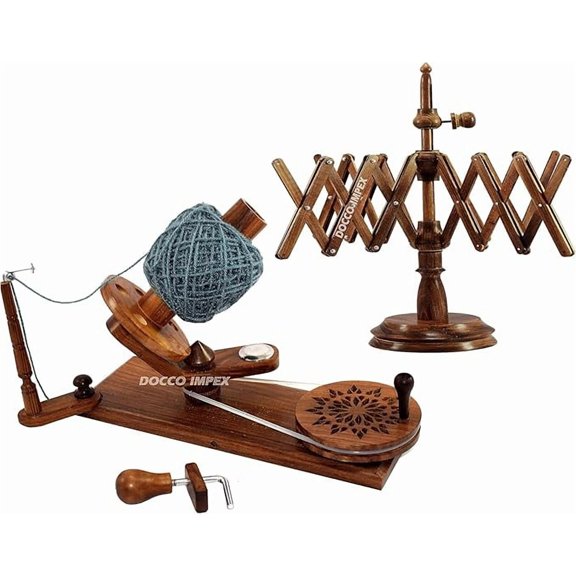Wooden Yarn Ball Winder and Tabletop - Handcrafted Knitting & Crocheting Yarn Bobbin Winder- Wool String Holder Center Pull Ball Winder for Yarn Accessories | Knitter's Gift (Rosewood Combo)