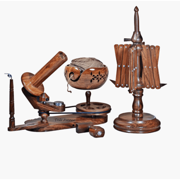Wooden Yarn Ball Winder for Knitting & Crochet, Premium Rosewood Manual Yarn Winding Tool, Tabletop Center Pull Yarn Ball Maker for DIY Projects