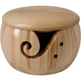 thumbnail image 1 of Wooden Yarn Bowl - Handmade Yarn Storage Bowl with Removable Lid - Wooden Weaving Thread Bowl with Carved Holes and Drills Holes - Portable Round Wool Holder for Knitting Crochet Accessories, 1 of 4