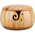 thumbnail image 1 of Wooden Yarn Bowl, Handmade Yarn Storage Bowl with Removable Lid Crafted Wooden Weaving Thread Bowl with Carved Holes and Drills Holes/1546 (Size : 9.5CM), 1 of 5