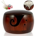 thumbnail image 1 of Wooden Yarn Bowl,Knitting Yarn Holder,Pine Crochet Bowl Holder with Lid and Carved Holes,Round Yarn Bowls for Crocheting,Wooden Weaving Thread Bowl,5.9x5.9x3in Yarn Storage Bowl for DIY Crafts, 1 of 5