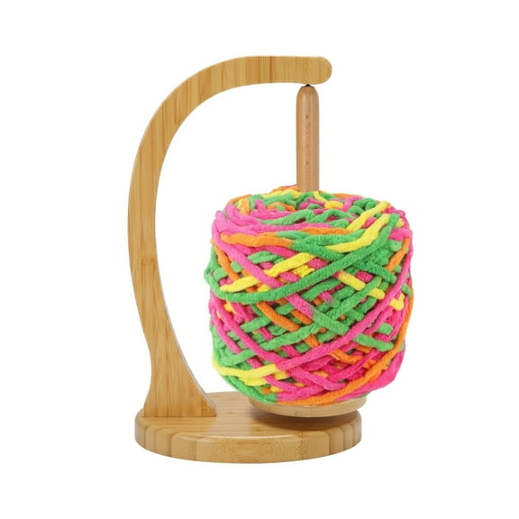 Wooden Yarn Holder for Crocheting, Upgrade Larger Size & Magnetic, Rotating Pendulum Yarn Ball Dispenser Stand, Yarn Spinner as Surprise Gift for Knitting Lovers(Bamboo)