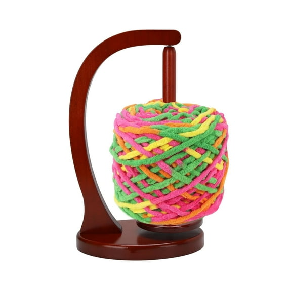 Wooden Yarn Holder for Crocheting, Upgrade Larger Size & Magnetic, Rotating Pendulum Yarn Ball Dispenser Stand, Yarn Spinner as Surprise Gift for Knitting Lovers (Mahogany)