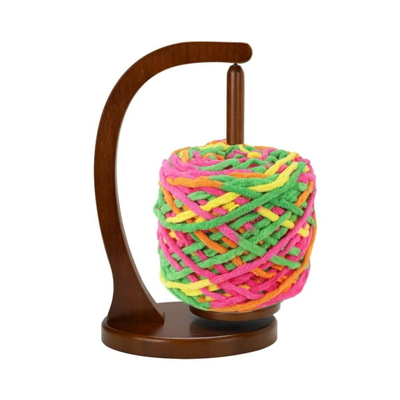 Wooden Yarn Holder for Crocheting, Upgrade Larger Size & Magnetic, Rotating Pendulum Yarn Ball Dispenser Stand, Yarn Spinner as Surprise Gift for Knitting Lovers (Walnut)