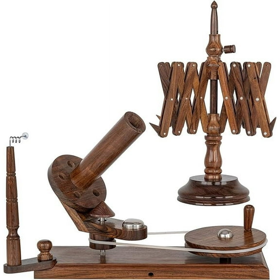 Wooden Yarn Winder and Swift for Crocheting, Knitting | Umbrella Yarn Swift and Ball Winder Combo Large Capacity | Handcrafted Jumbo Wood Yarn Winder from Inanosa - Rosewood (Winder + Swift)