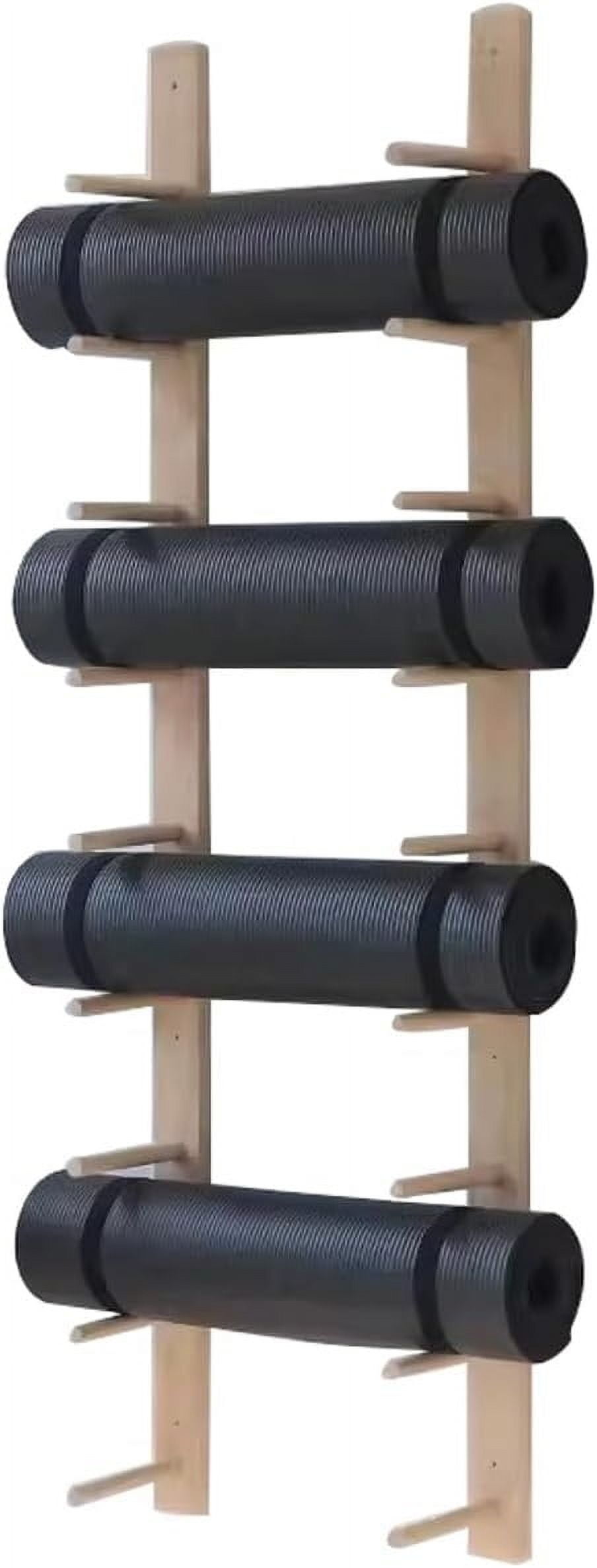 Wooden Yoga Mat Holder Wall Mount, 3 /6/9layer Wall HangingYoga Mat Storage Rack As Shoe Hanger, Yoga Mat Organizer, Or Gym Shelf For Home Gym