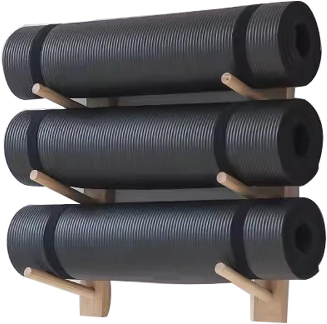 Wooden Yoga Mat Holder Wall Mount, 3 /6/9layer Wall HangingYoga Mat Storage Rack As Shoe Hanger, Yoga Mat Organizer, Or Gym Shelf For Home Gym