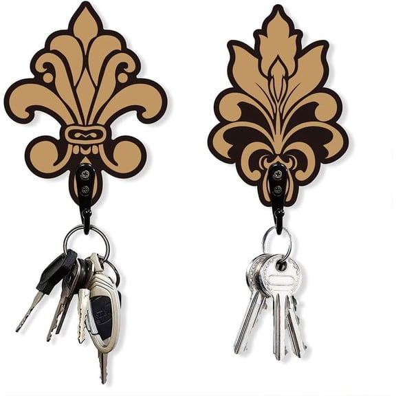 Wooden & Zinc Alloy Hook Hangers Wall Mounted Key Hooks Bird Shaped Divination Board Flower 77~89x111~113x7mm 2 style 1pc/style 2pcs/set