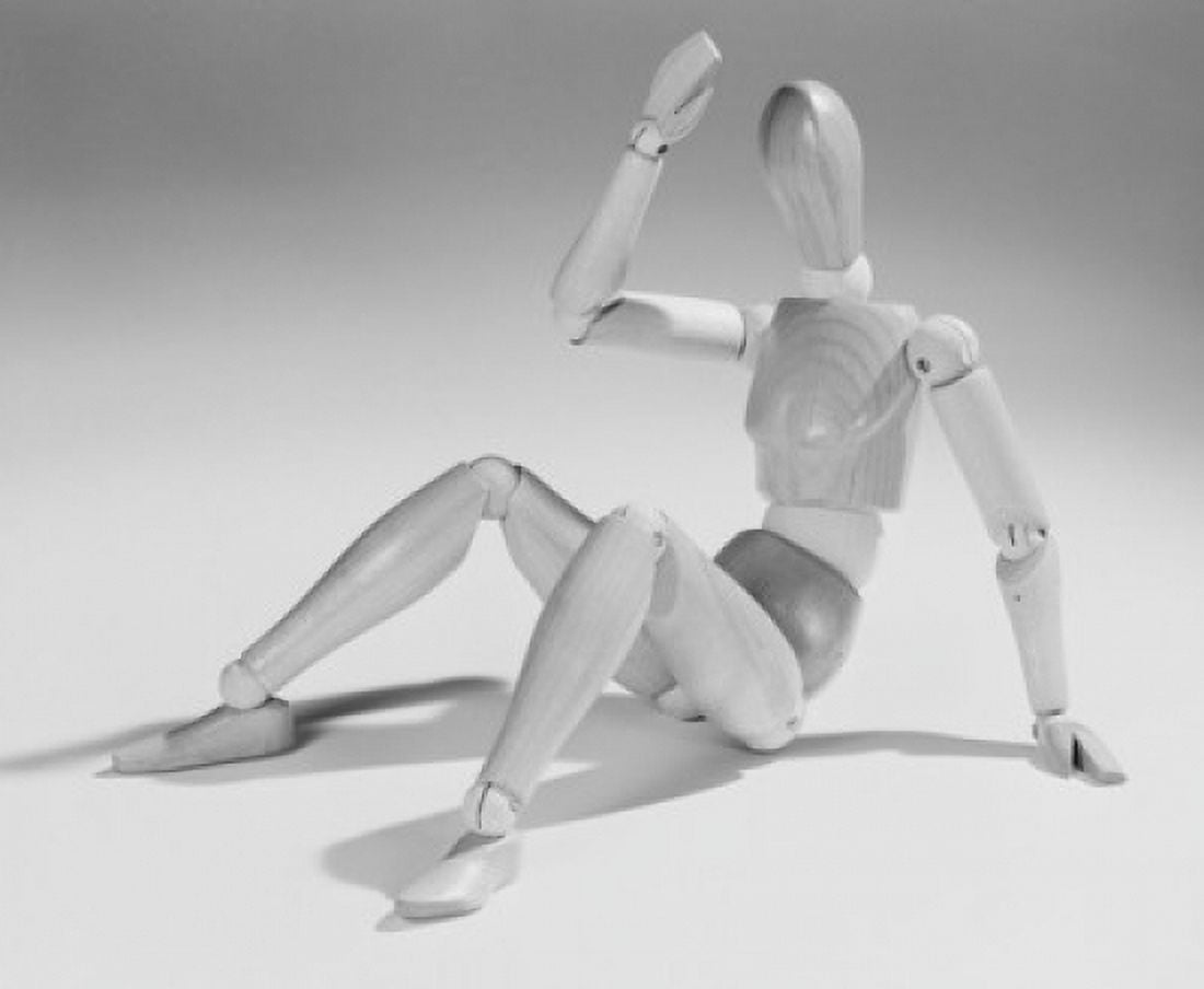 Wooden art figurine exercising Canvas Art - (18 x 24)