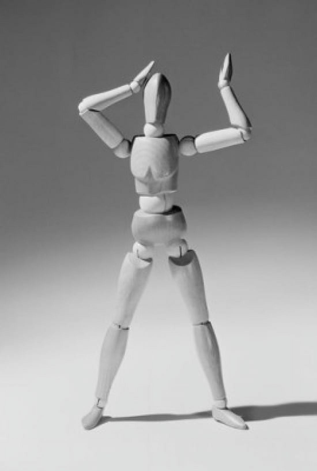 Wooden art figurine exercising Canvas Art - (18 x 24)