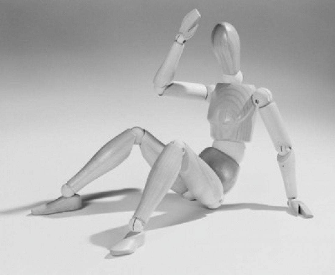 Wooden art figurine exercising Canvas Art - (24 x 36)