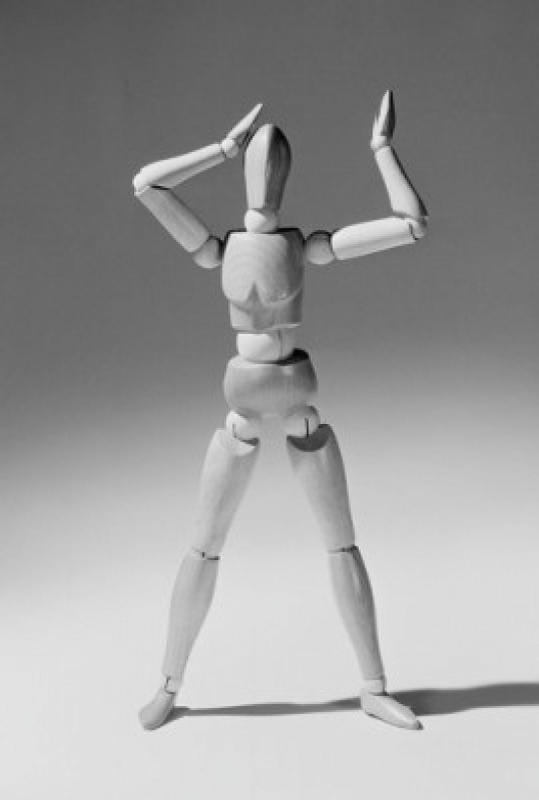 Wooden art figurine exercising Canvas Art - (24 x 36)