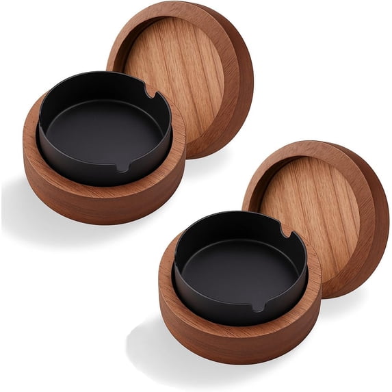 Wooden ashtray with lid, windproof, odor-proof, bar, office, lounge, party