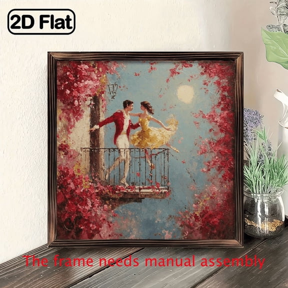 Wooden board painting with wooden 8x8in, suitable for decorating rooms and creating a warm atmosphere. Valentine's Day gift.Two people in love finally met.