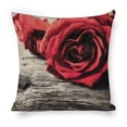 thumbnail image 1 of Wooden board red roses Linen toss pillowcase Decoration pillowcase Gift preferred 20x20" Cushion cover 1 set Sofa pillowcase Sofa bedroom living room car, 1 of 5