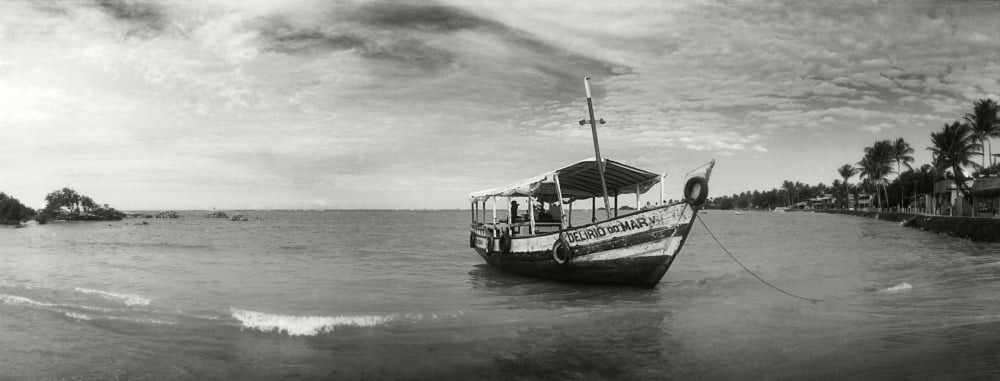 Wooden boat in the ocean Morro De Sao Paulo Tinhare Cairu Bahia Brazil Canvas Art - Panoramic Images (27 x 9)