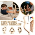 thumbnail image 1 of Wooden bow and arrow toy set, birthday gift, archery shooting sports educational toy, the set includes 3 arrows, 3 targets and an arrow case. Suitable for indoor and outdoor use., 1 of 7