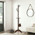 thumbnail image 1 of Wooden coat rack freestanding, 10 Hooks Coat Tree stand for Entryway, Solid Wood Standing Coat racks,  Vintage heavy duty coat rack, 1 of 6