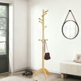 thumbnail image 1 of Wooden coat rack freestanding, 10 Hooks Coat Tree stand for Entryway, Solid Wood Standing Coat racks,  Vintage heavy duty coat rack, 1 of 6