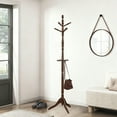 thumbnail image 1 of Wooden coat rack freestanding, 10 Hooks Coat Tree stand for Entryway, Solid Wood Standing Coat racks,  Vintage heavy duty coat rack, 1 of 6