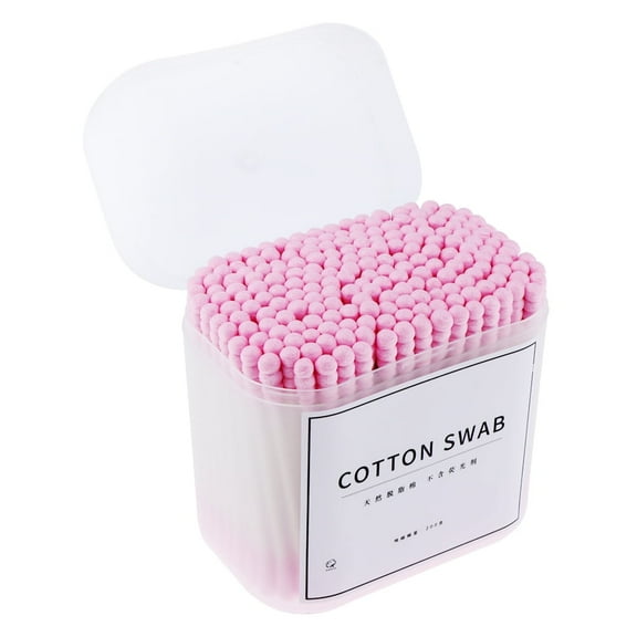 Wooden cotton swabs, pack of 200, double tip, pink cotton swabs