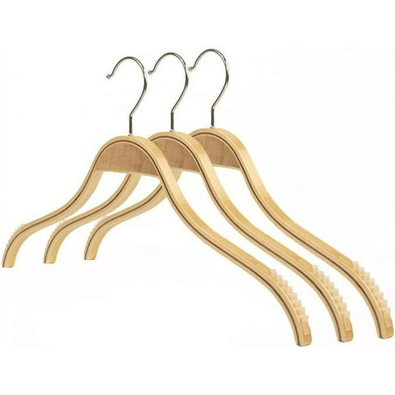 Wooden hANGER 17" nATURAL wOOD hANGERS FOR cLOTHES, WITH eXTRA sOFT nON sLIP rUBBER gRIPS sAVING sPACE hANGERS FOR cOAT sHIRTS dRESS cAMISOLE,cLOSET oRGANIZER t-sHIRT sTORAGE 30 pACK