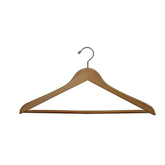 Suit Hanger with Wooden Bar Natural Lacquer