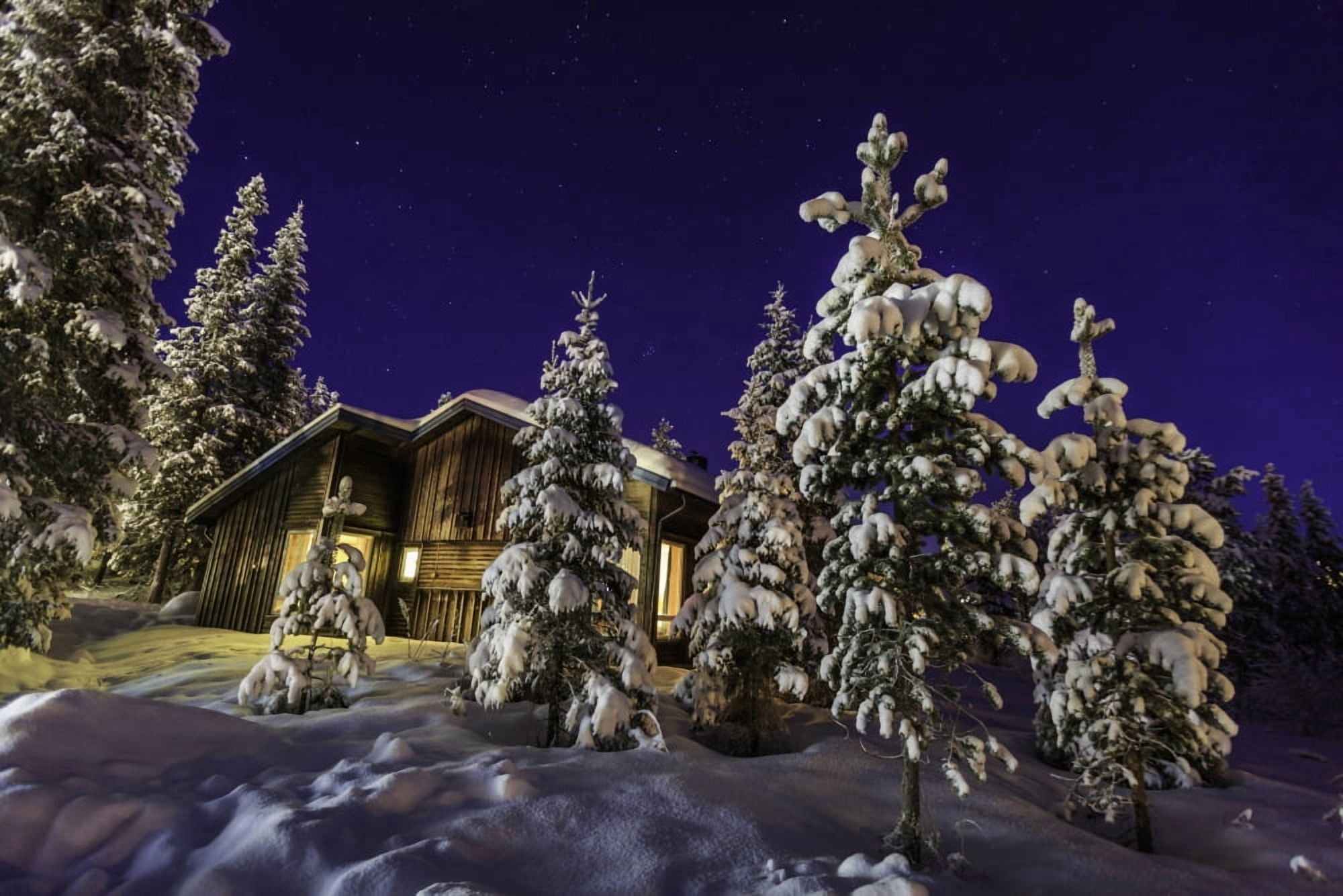 Wooden house by the Icehotel Jukkasjarvi Lapland Iceland Canvas Art - Panoramic Images (36 x 12)