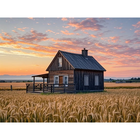 Wooden house sunset tractor scenery Diamond Art Decor,for Beginners Paint by Number Diamond Painting,DIY Full Round handmade Home Decor ,Arts and Crafts for Living Room Home Decor 12x16 inch