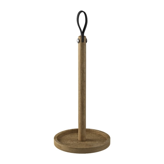 Wooden paper towel Holder-Easy One-Handed Tear Kitchen Dispenser with Weighted Base for Standard Paper Towel Rolls, brown finish