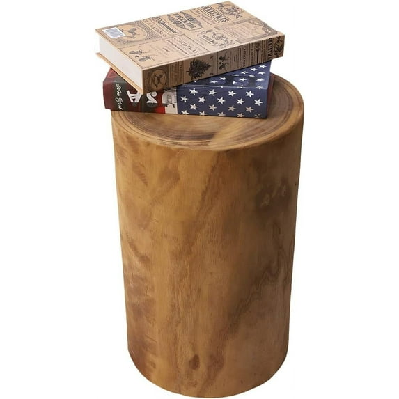 Wooden side table, wooden stump side table, natural paulownia round coffee table, wooden stump stool, natural paulownia hand-carved, suitable for living room, bedroom, garden, terrace