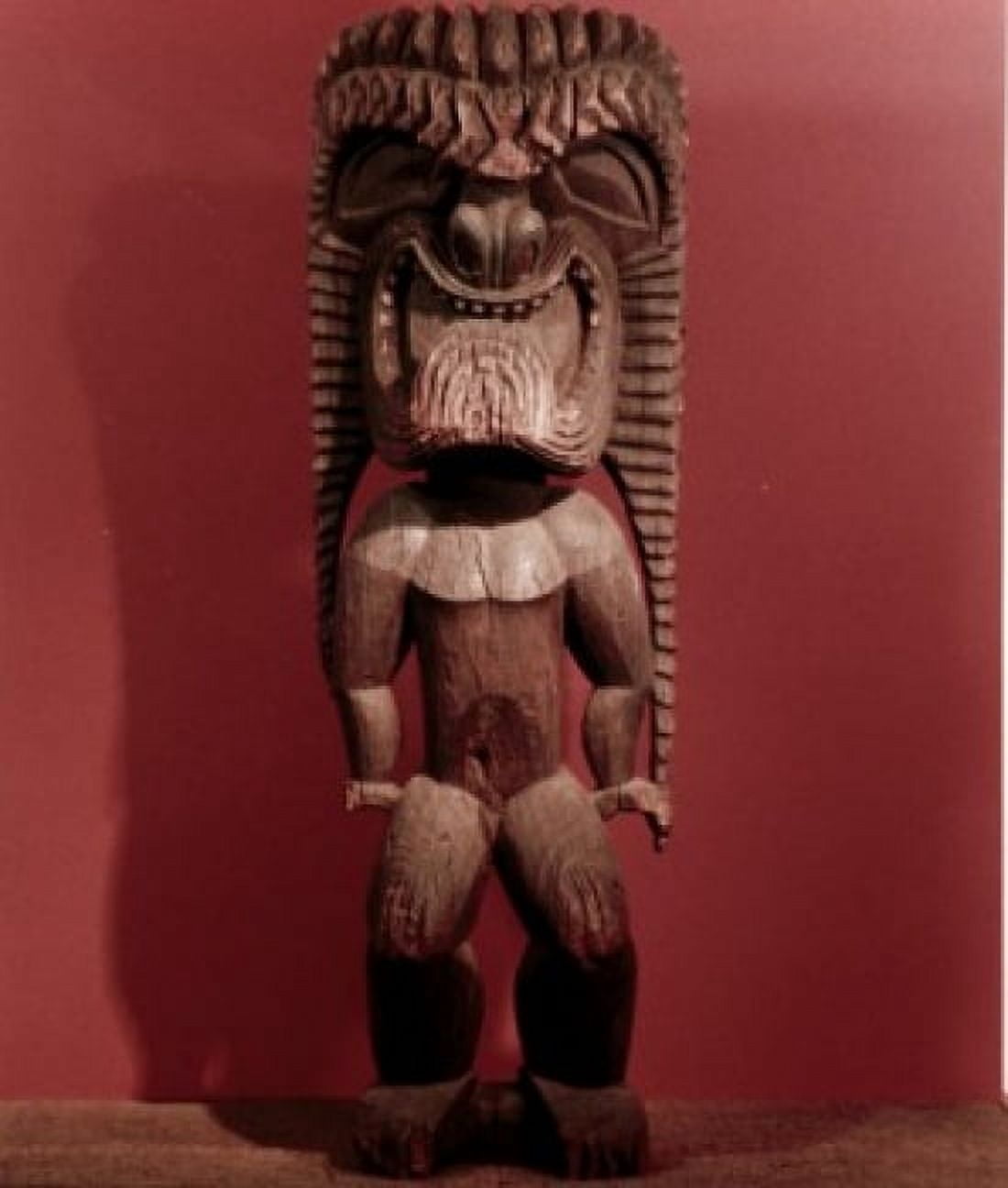 Wooden statue of man Hawaiian art Canvas Art - (18 x 24)