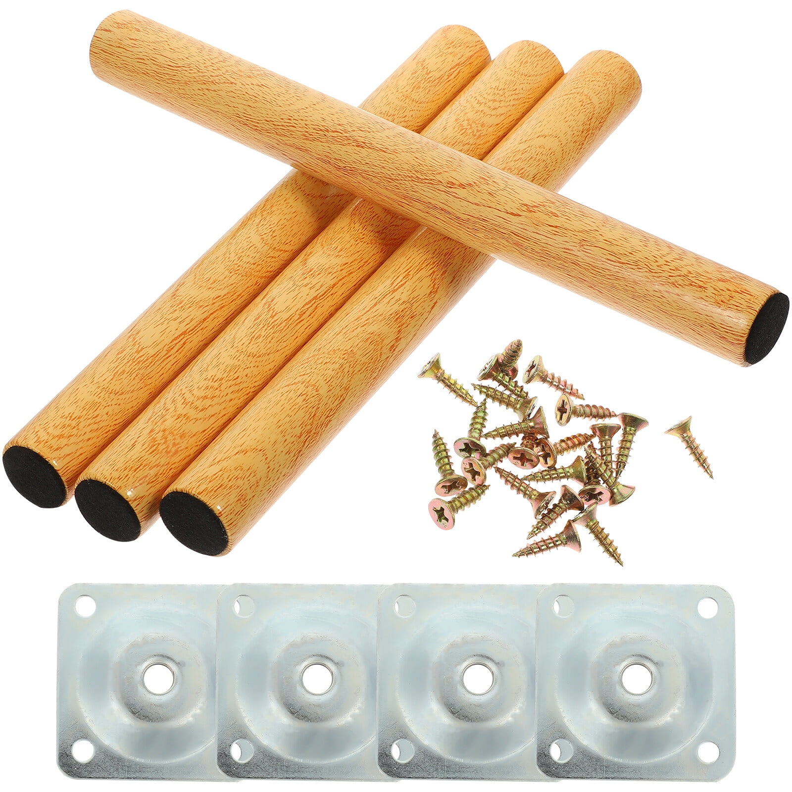 Square Moreland Pine Wooden Bun Feet - Set Of 4, 3" Tall X 3 3/8" Wide, Unfinished Furniture Legs