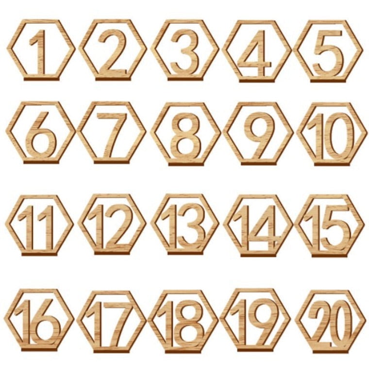 Wooden table number plate 140 hexagonal hollow number seat plate Bar