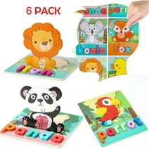 WoodenPuzzles  Alphabet Letter Wooden Jigsaw Puzzles Pack of 6 Educational Toys for Children 3-5