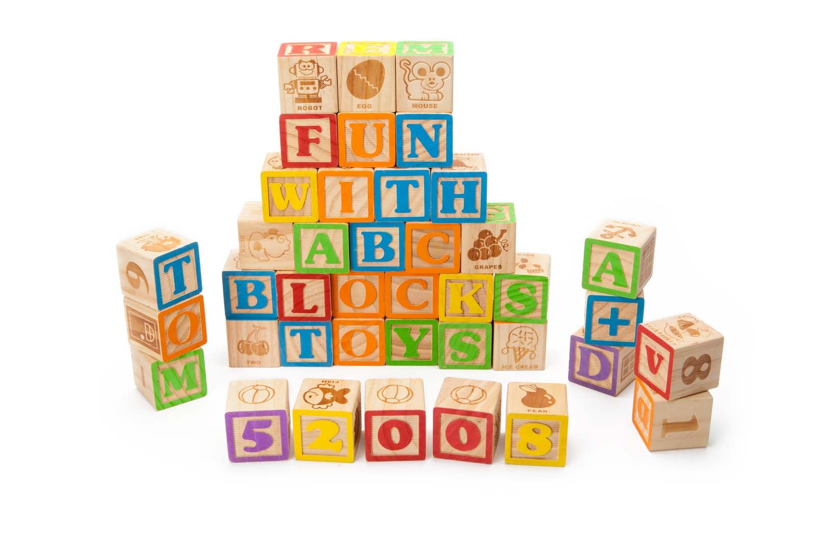 WoodenTracks 40 Jumbo Wooden ABC Blocks Educational Toys for Ages 18