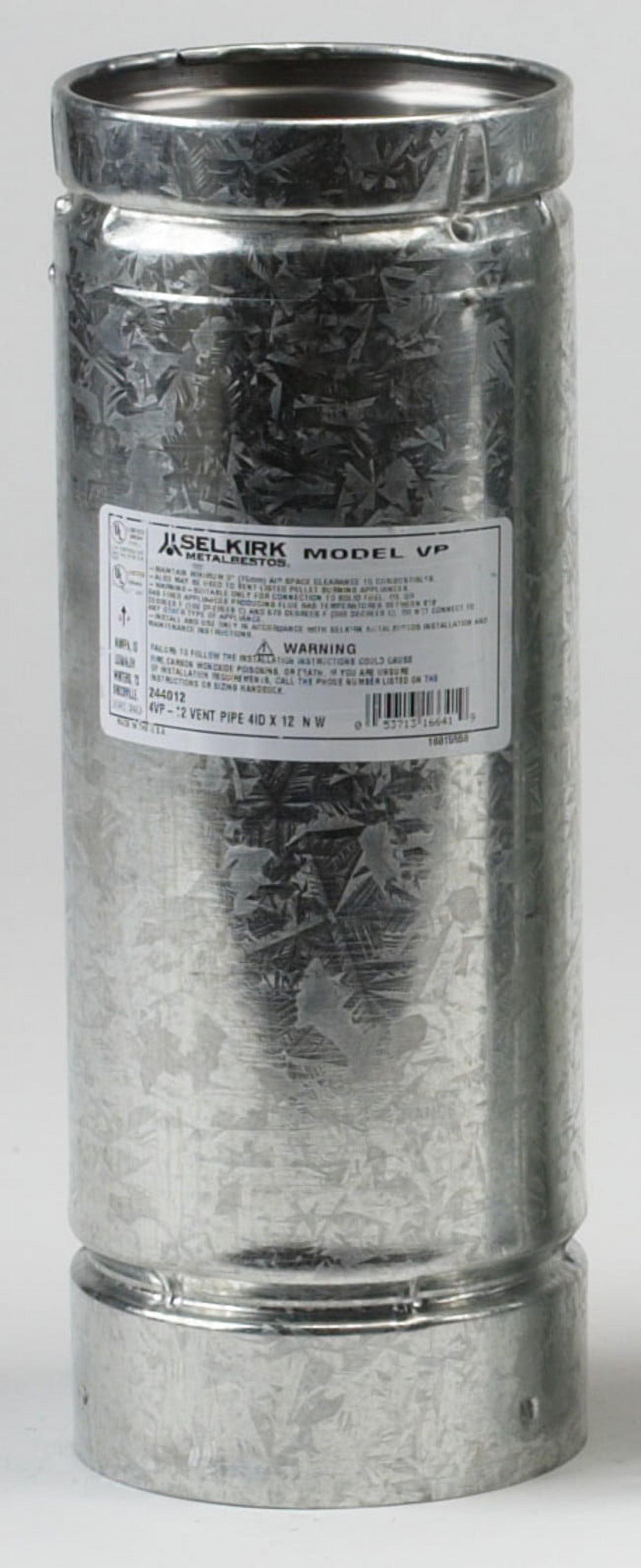 SELKIRK CORP Pellet Stove Pipe, L-Vent, 4 x 60-In. 244060