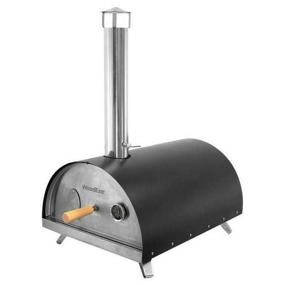 Pizza Oven - Black Powder-Coated Finish, 12-Inch Capacity, Even Heat Distribution - Portable Foldable Design - Built-In Temperature Gauge, Pellet, Lumber, Charcoal Fuel