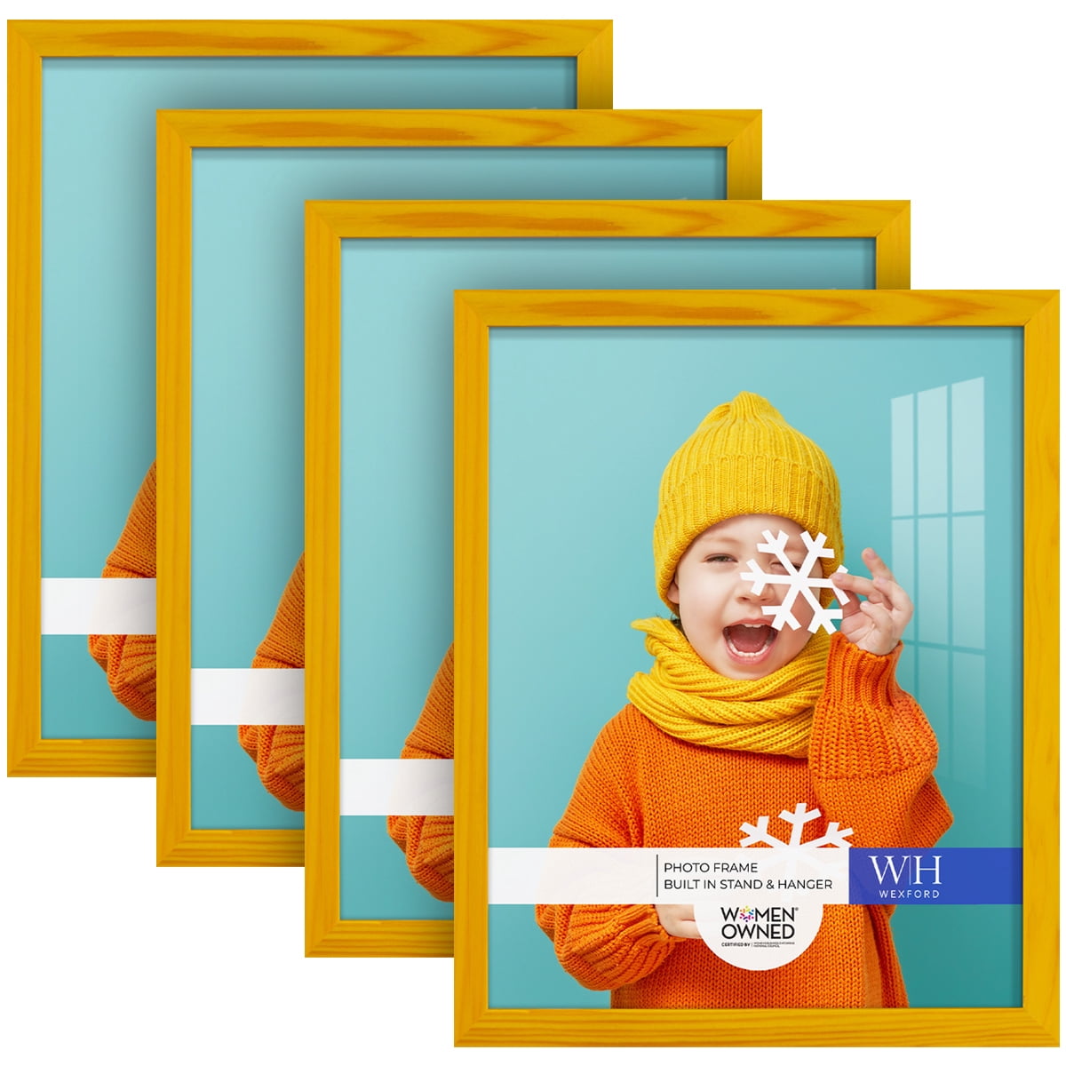 Woodgrain 11 in. x 14 in. Sunflower Yellow Picture Frame Set (Set of 4)