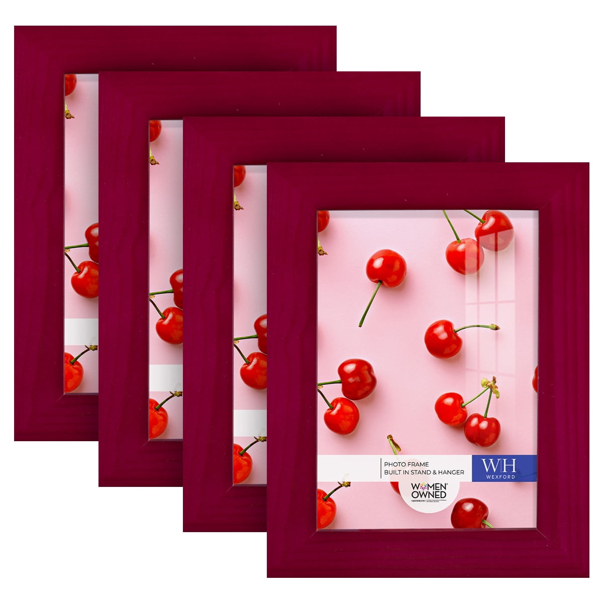 Woodgrain 3.5 in. x 5 in. Cherry Red Picture Frame Set (Set of 4)