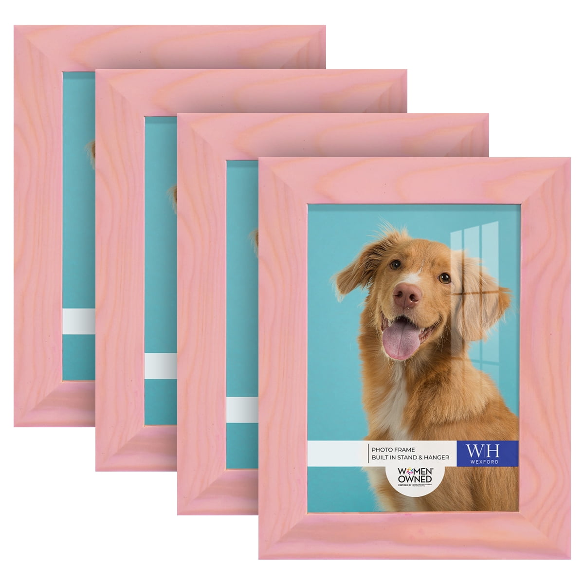 Woodgrain 3.5 in. x 5 in. Sunset Pink Picture Frame Set (Set of 4)
