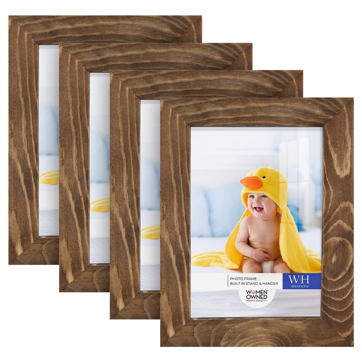 Woodgrain 3.5 in. x 5 in. Walnut Picture Frame Set (Set of 4)