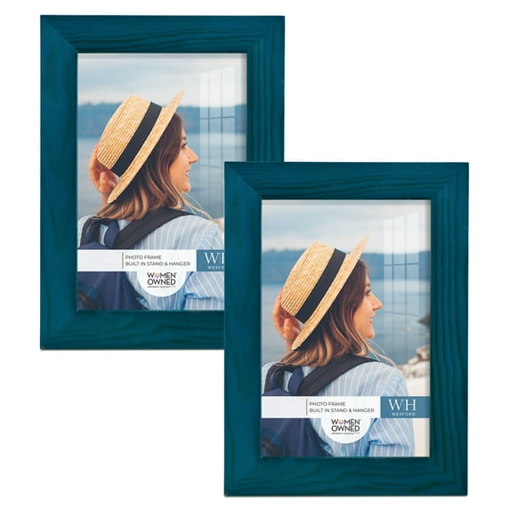 Woodgrain 4 in. x 6 in. Ocean Blue Picture Frame (Set of 2)