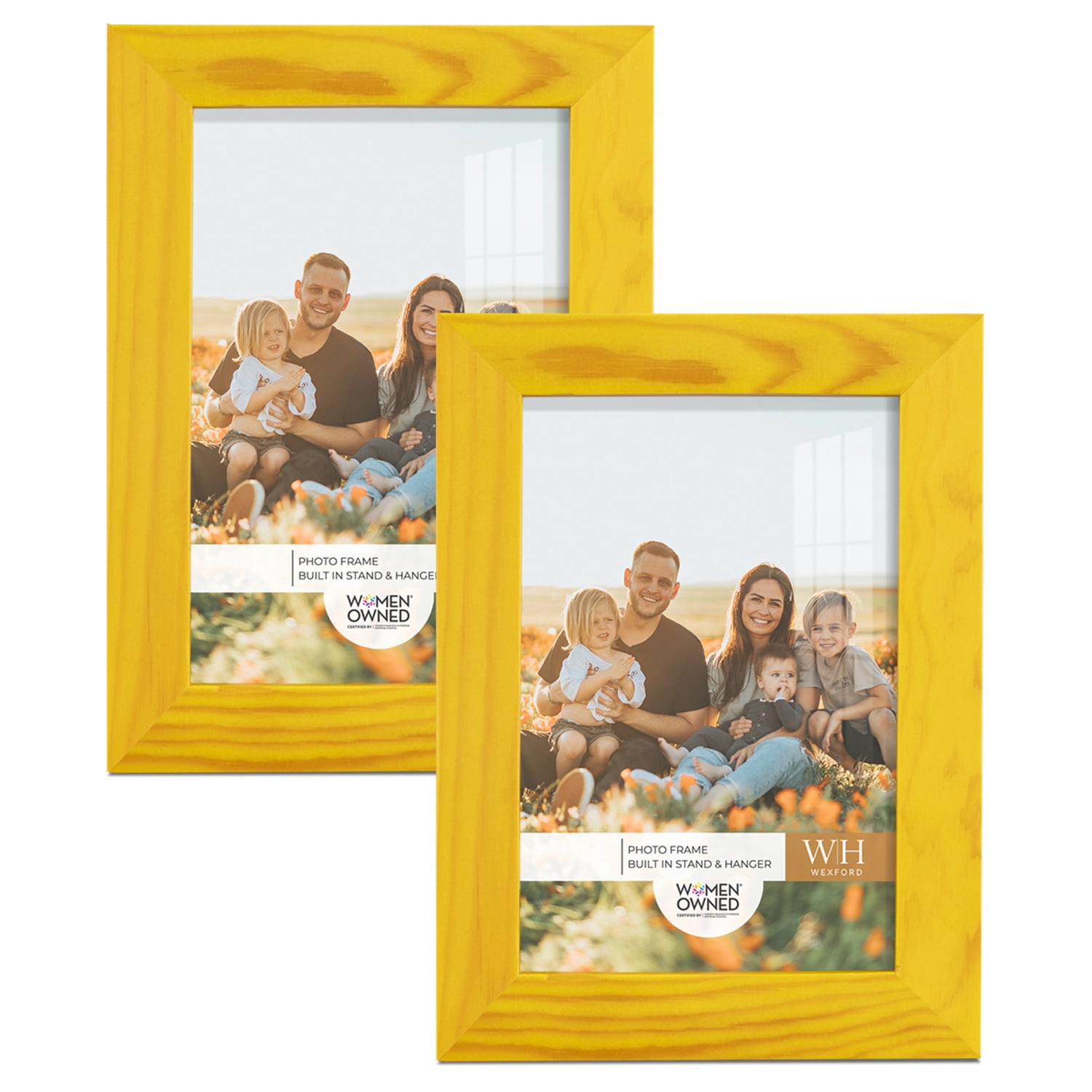 Woodgrain 4 in. x 6 in. Sunflower Yellow Picture Frame (Set of 2)