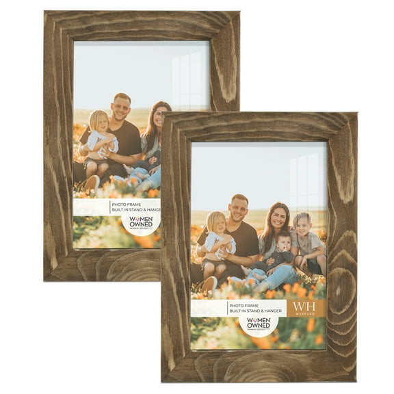 Woodgrain 4 in. x 6 in. Walnut Picture Frame (Set of 2)