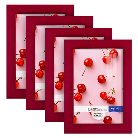 Woodgrain 5 in. x 7 in. Cherry Red Picture Frame Set (Set of 4)